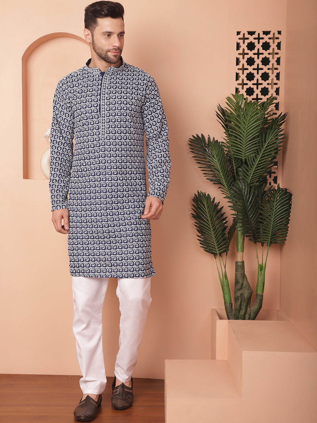 Chikankari Pure Cotton Kurta With Pyjama.