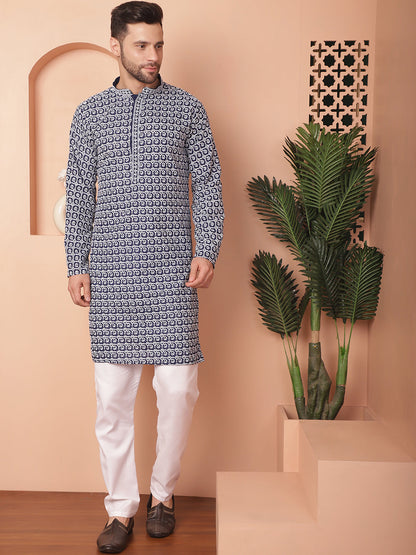 Chikankari Pure Cotton Kurta With Pyjama.