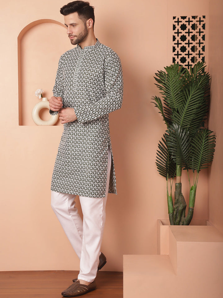 Chikankari Pure Cotton Kurta With Pyjama.