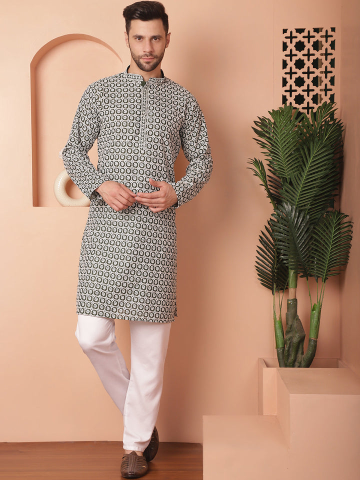 Chikankari Pure Cotton Kurta With Pyjama.