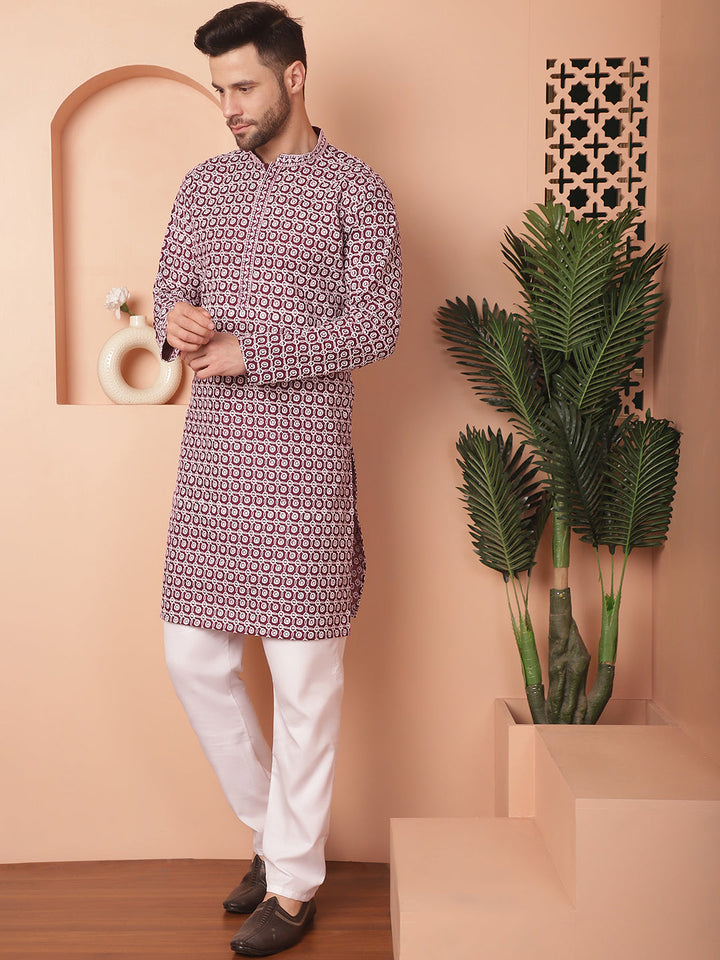 Chikankari Pure Cotton Kurta With Pyjama.