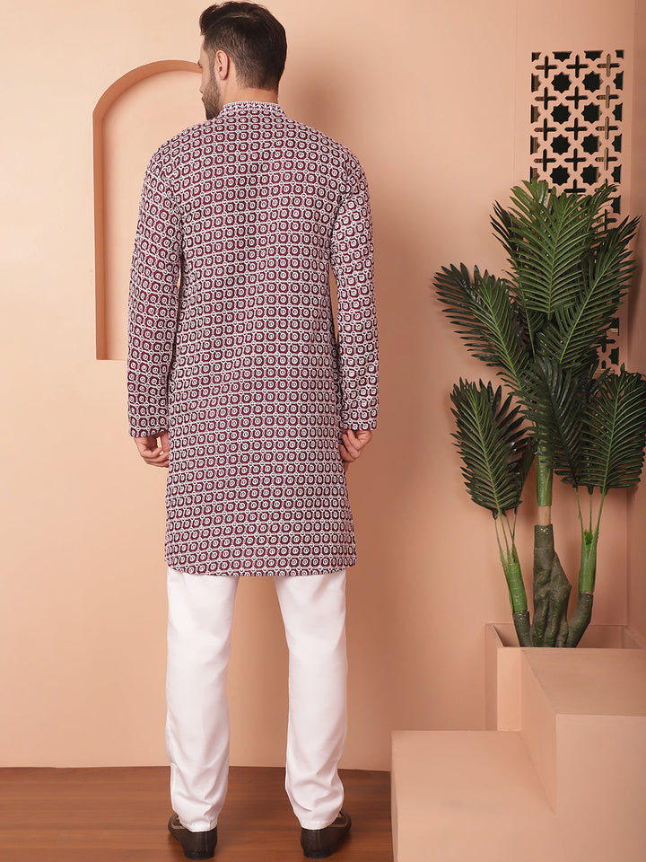 Chikankari Pure Cotton Kurta With Pyjama.