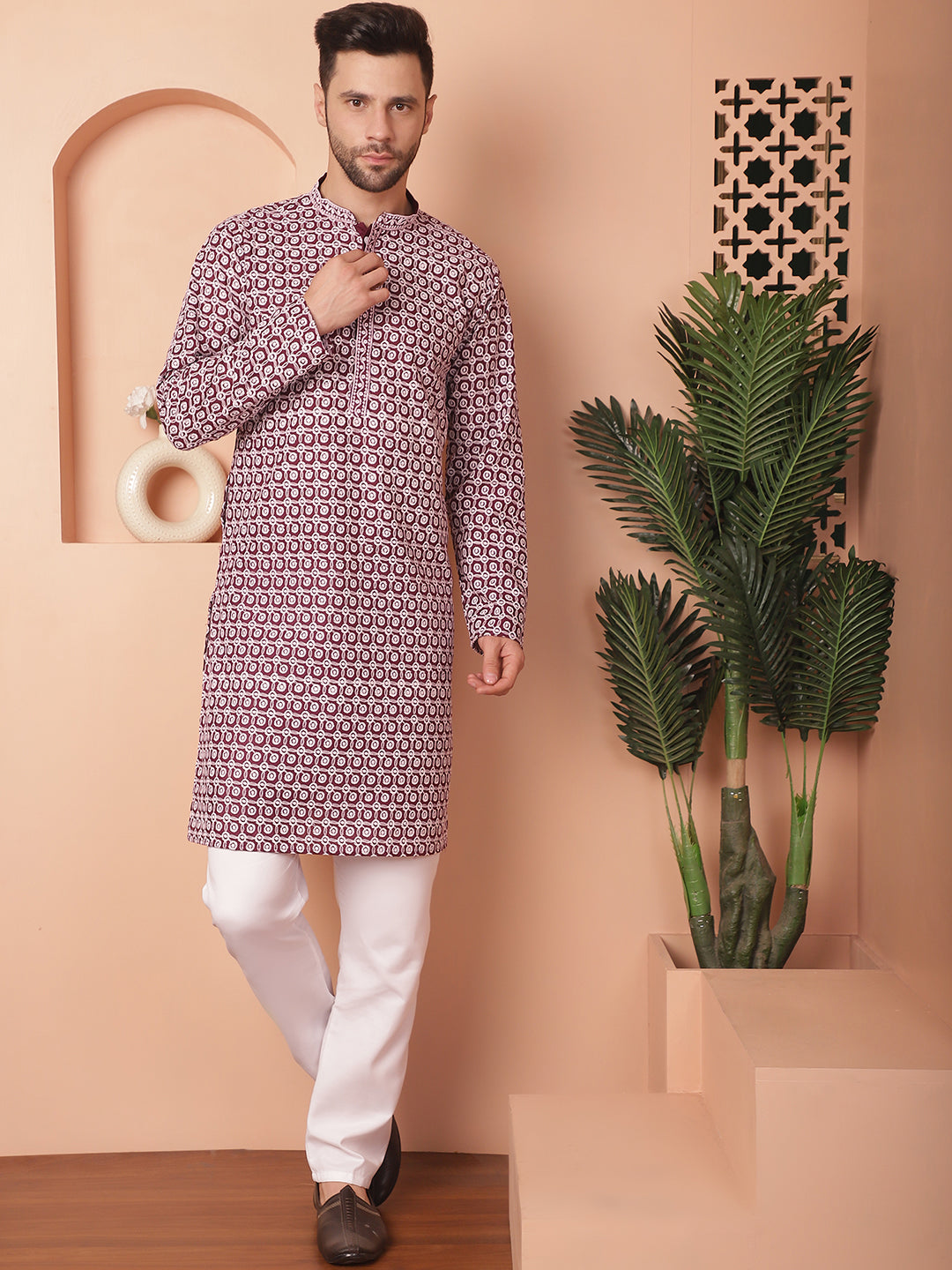 Chikankari Pure Cotton Kurta With Pyjama.