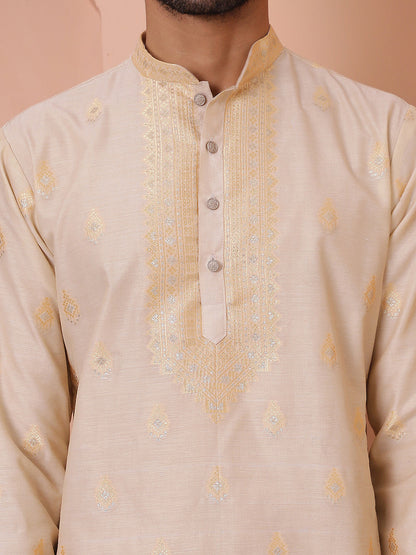 Men'S Foil Printed Kurta With Pyjama.