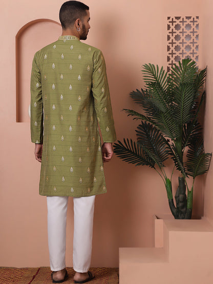 Men'S Foil Printed Kurta With Pyjama.