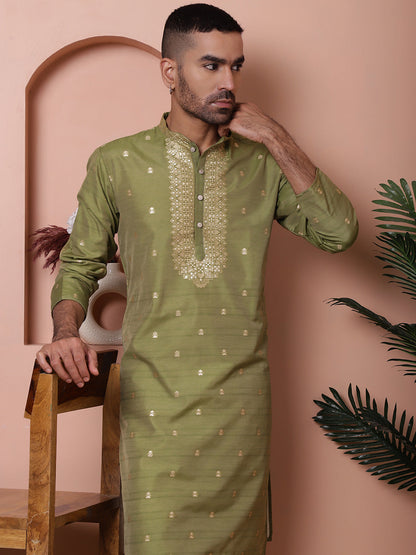 Men'S Foil Printed Kurta With Pyjama.