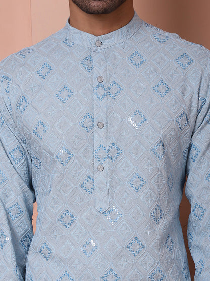 Men'S Sequins And Embroidered Kurta With Pyjama.