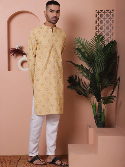 Men'S Sequins And Embroidered Kurta With Pyjama.