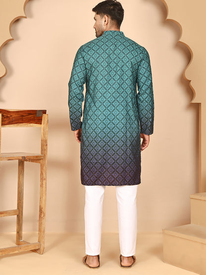 Ombre Printed Kurta Pyjama Set For Men