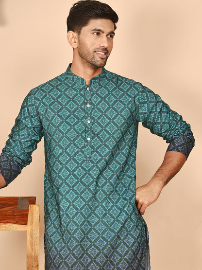 Ombre Printed Kurta Pyjama Set For Men