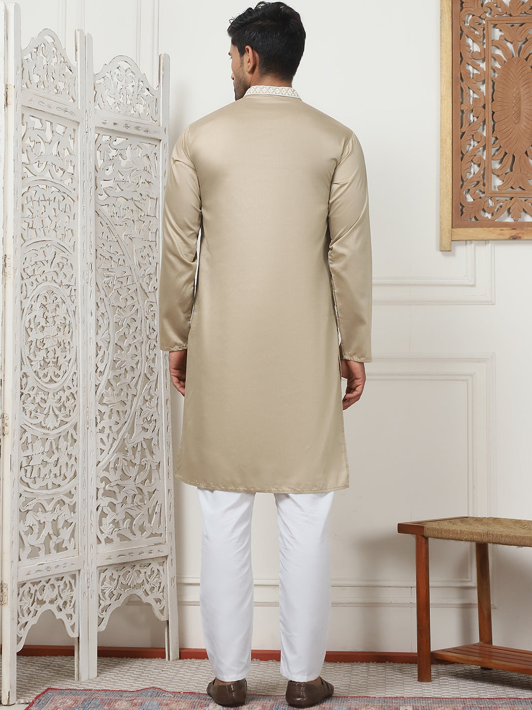 Collar Embroidered & Sequin Kurta With Pyjama.