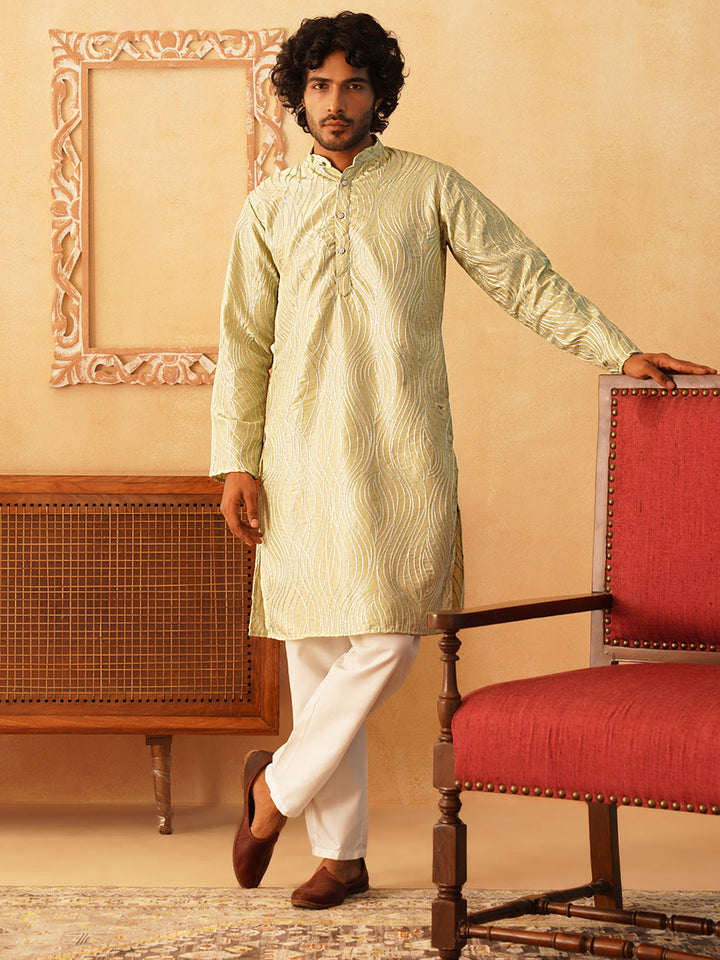 Embroidered Kurta Pyjama For Men.