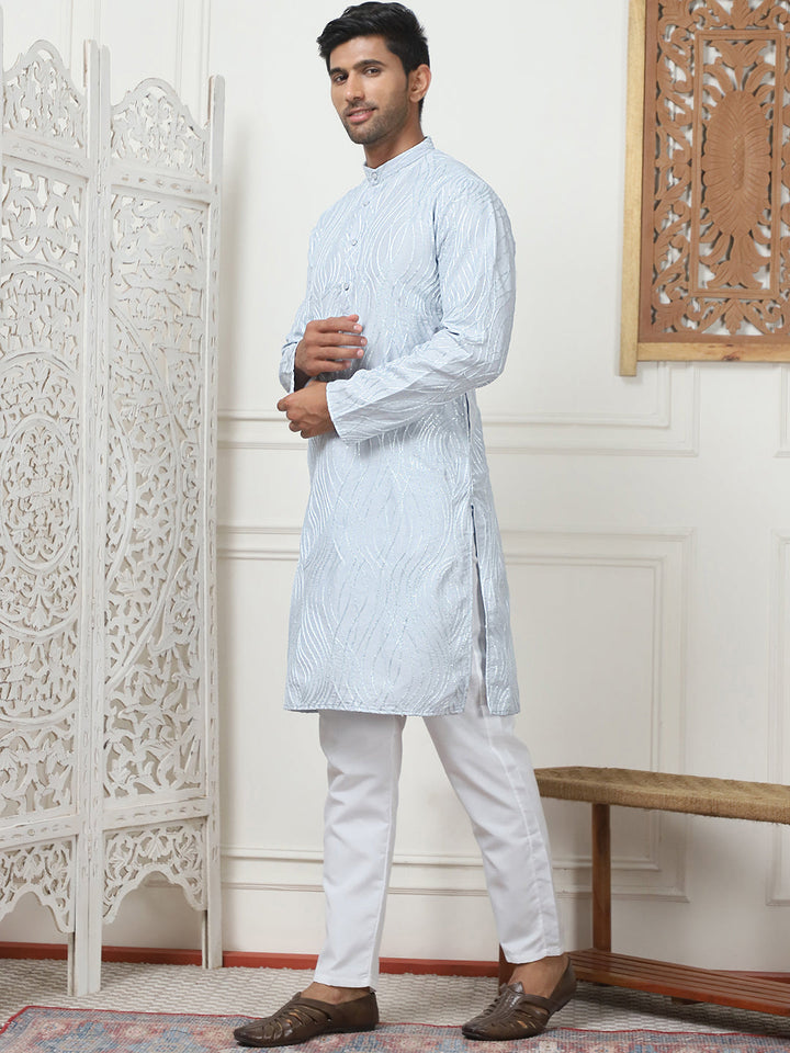 Embroidered Kurta Pyjama For Men.
