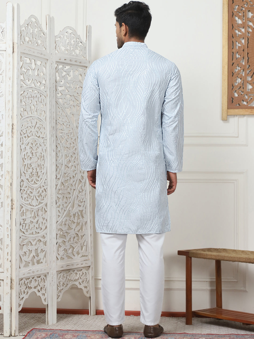 Embroidered Kurta Pyjama For Men.