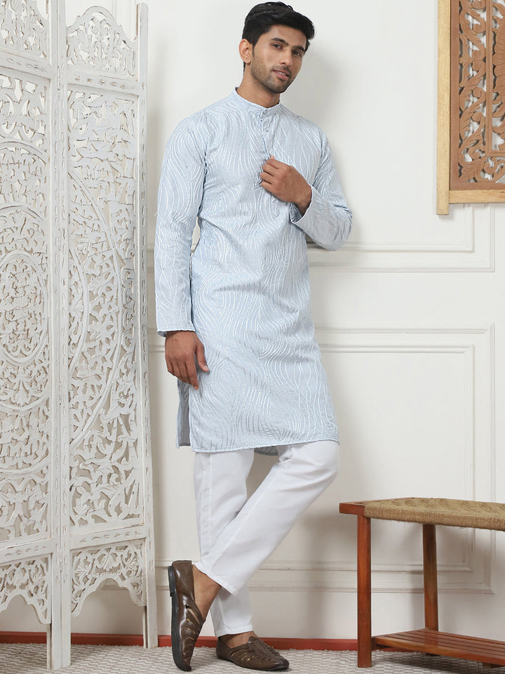 Embroidered Kurta Pyjama For Men.
