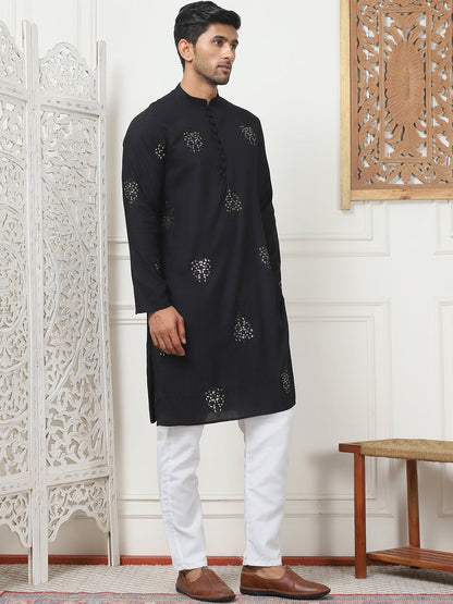 Embroidered Viscose Rayon Straight Kurta Pyjama Set