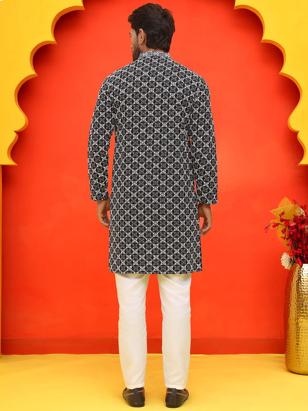 Embroidered Kurta Pyjama For Men.