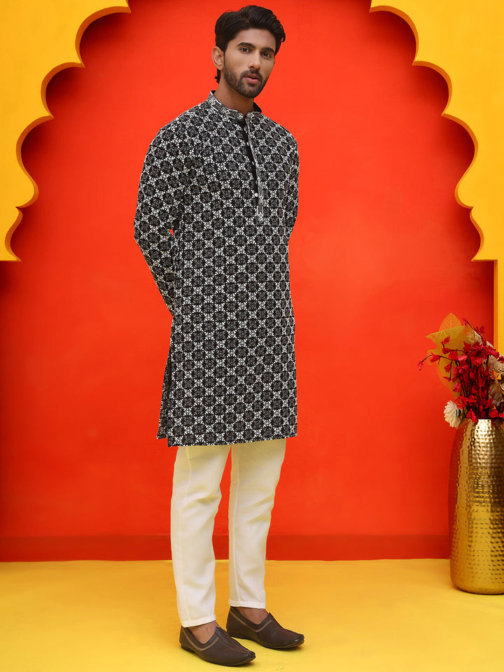 Embroidered Kurta Pyjama For Men.
