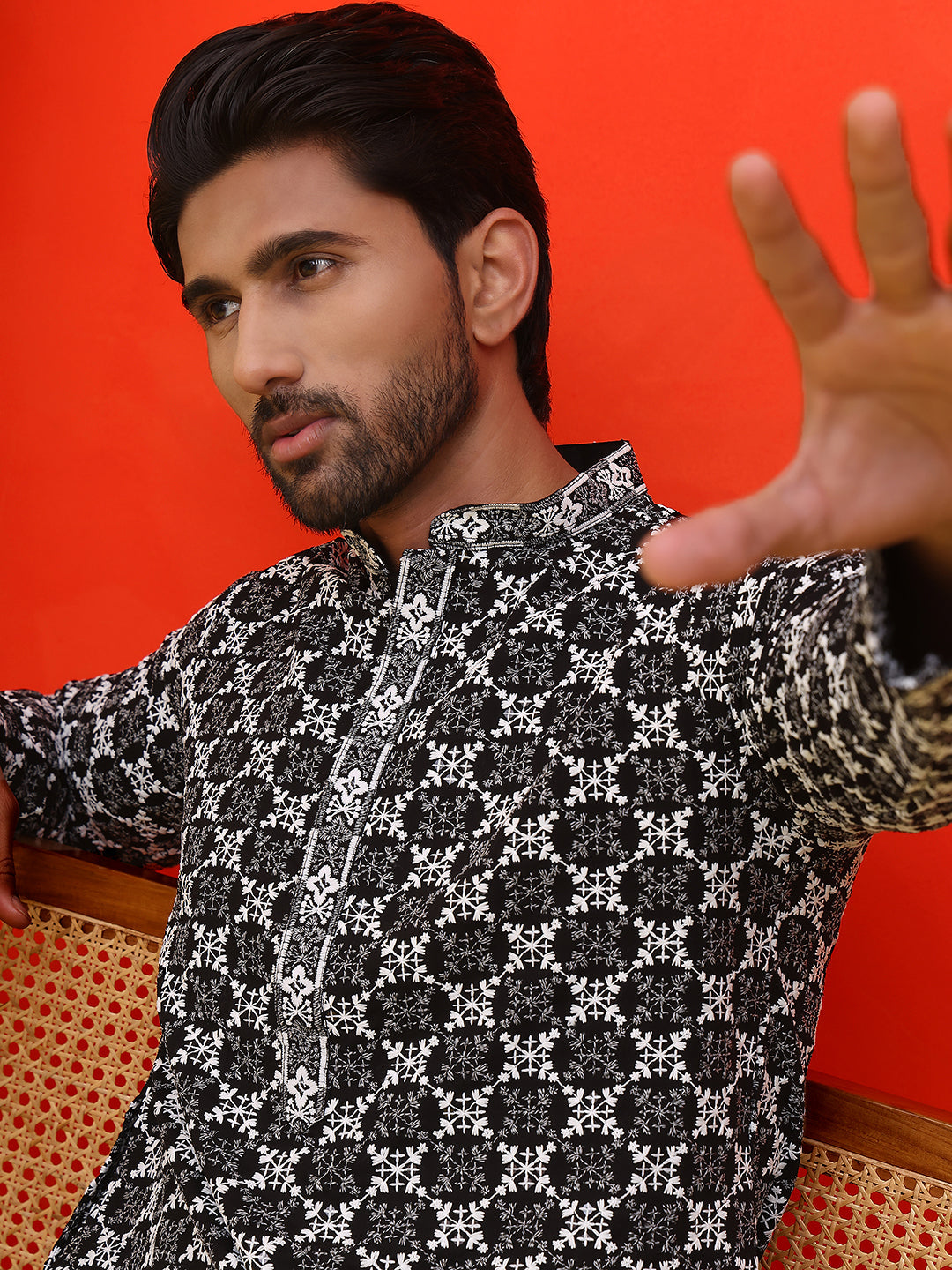 Embroidered Kurta Pyjama For Men.