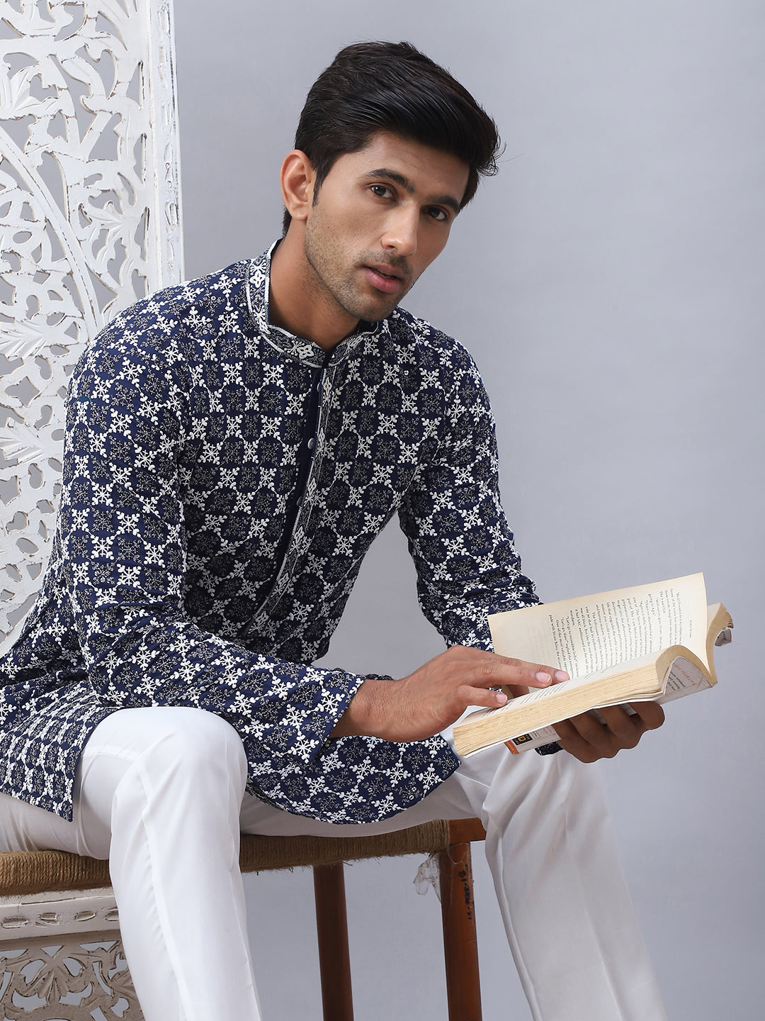 Embroidered Kurta Pyjama For Men.
