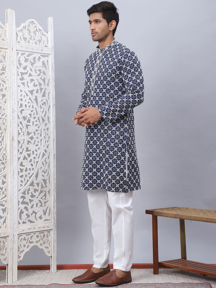 Embroidered Kurta Pyjama For Men.