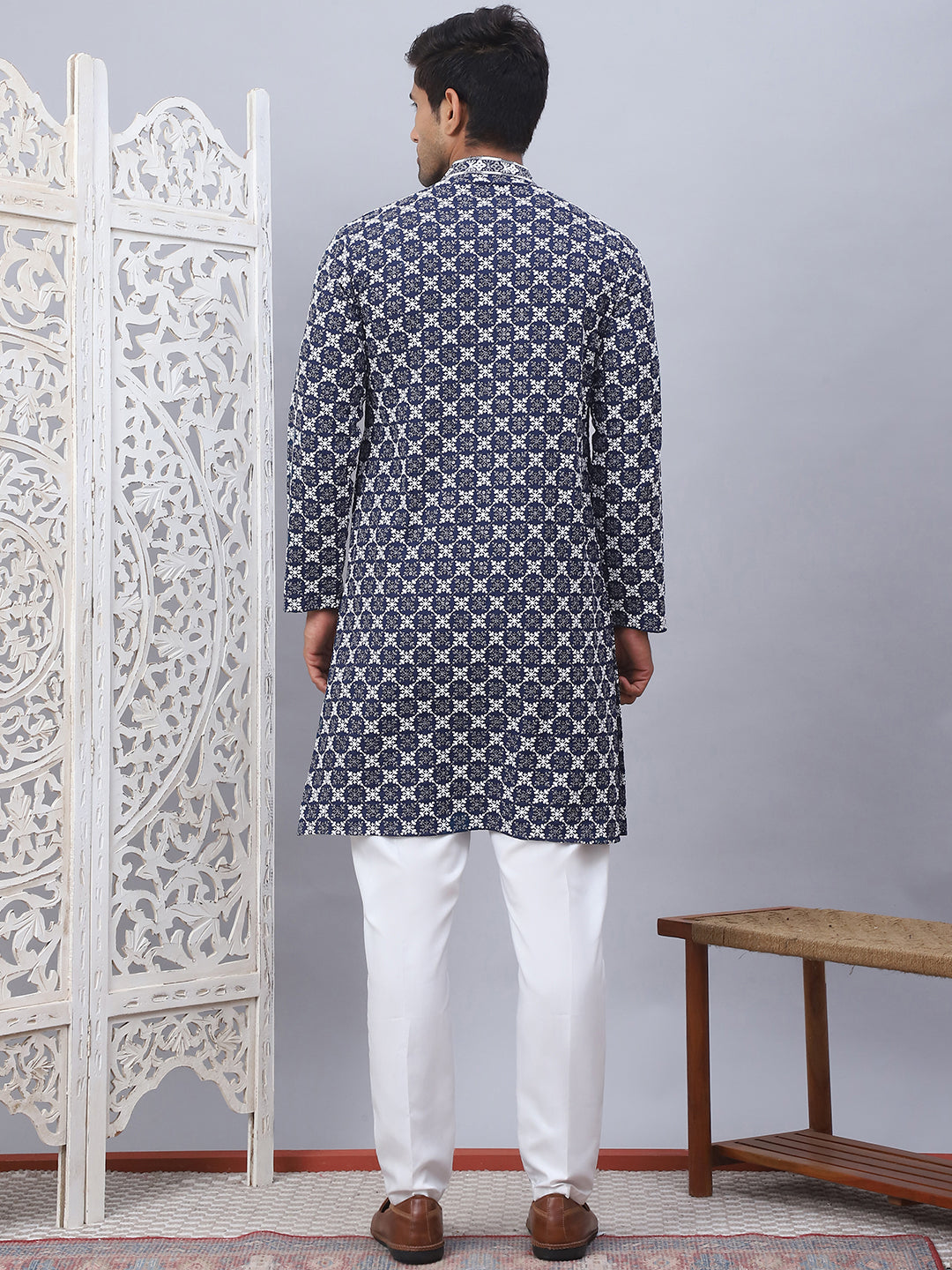 Embroidered Kurta Pyjama For Men.