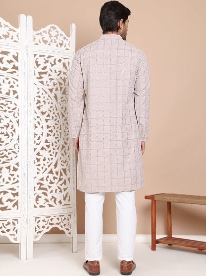 Sequin Embroidered Pure Cotton Kurta With Pyjamas