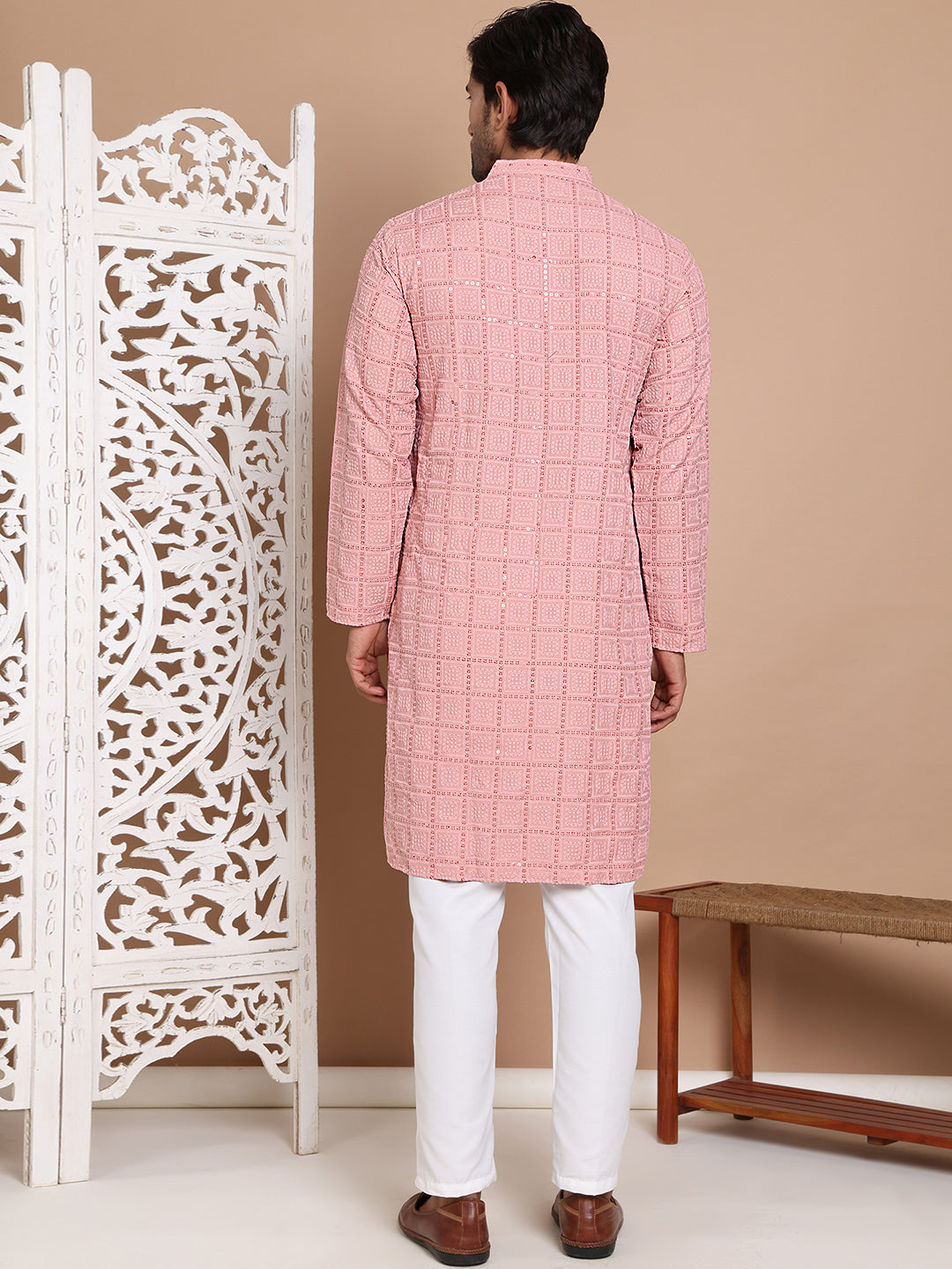 Sequin Embroidered Pure Cotton Kurta With Pyjamas