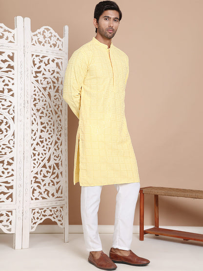 Sequin Embroidered Pure Cotton Kurta With Pyjamas