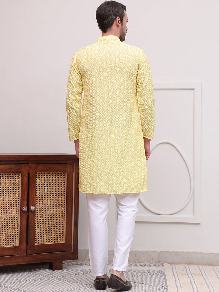 Embroidered Cotton Kurta With Pyjama