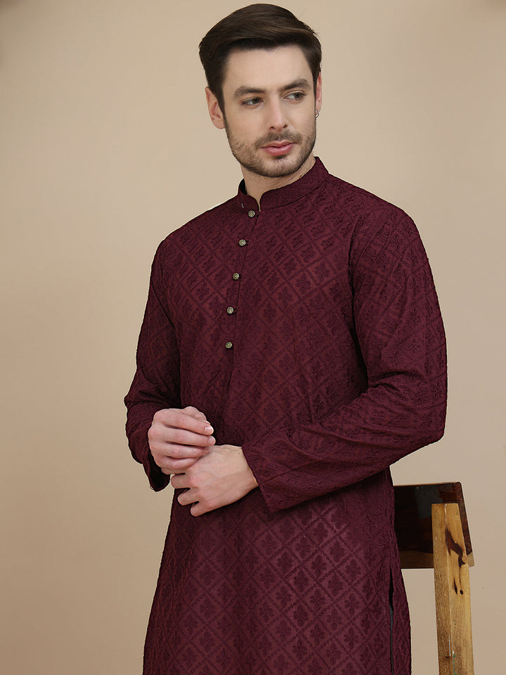 Embroidered Cotton Kurta With Pyjama