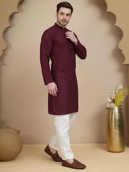 Embroidered Cotton Kurta With Pyjama