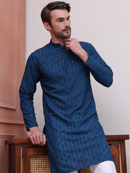 Embroidered Cotton Kurta With Pyjama