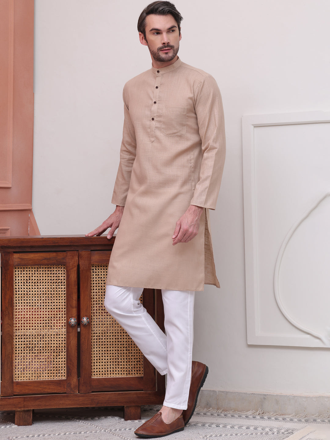 Pure Cotton Solid Kurta Pyjama Set