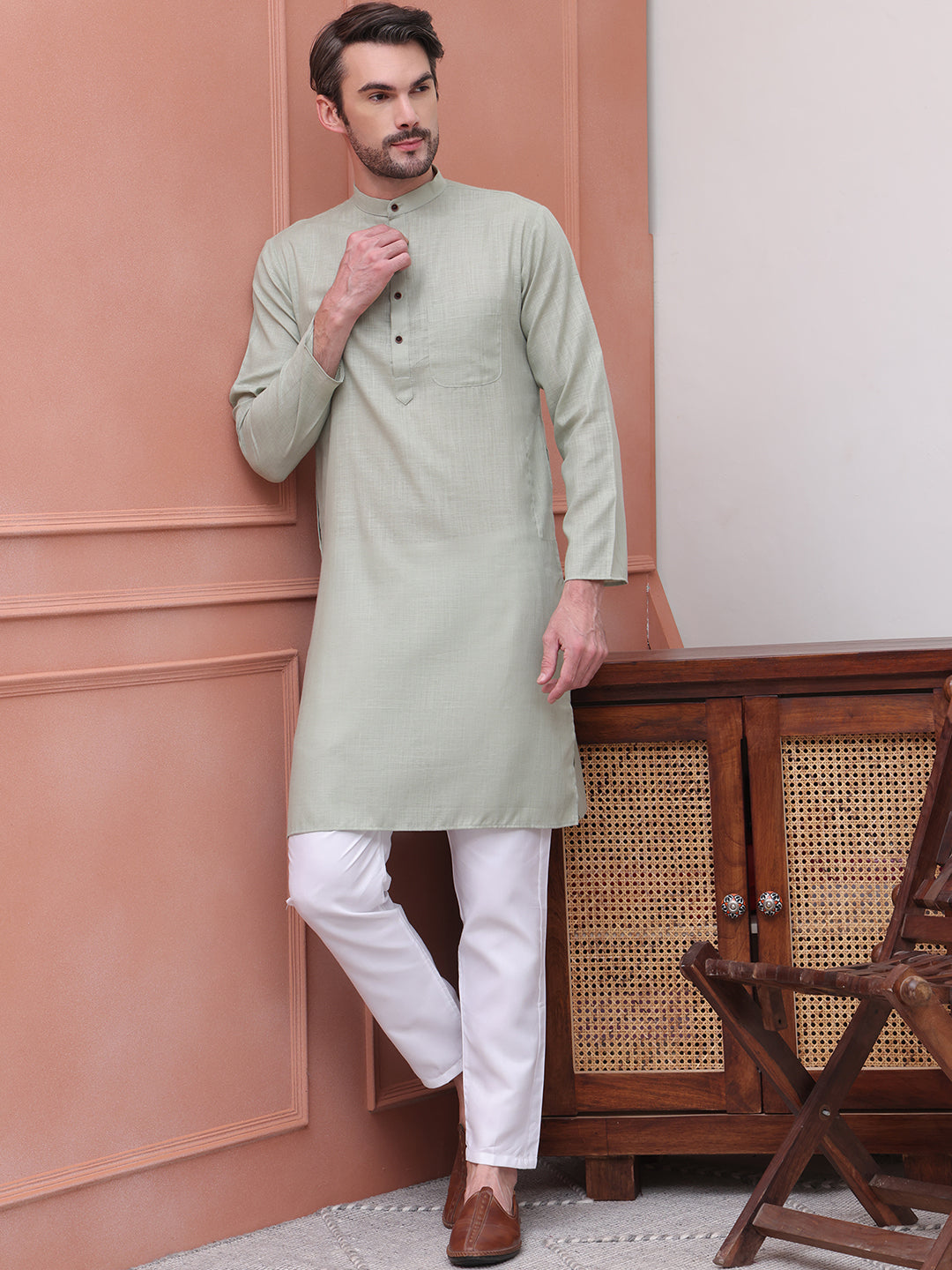 Pure Cotton Solid Kurta Pyjama Set