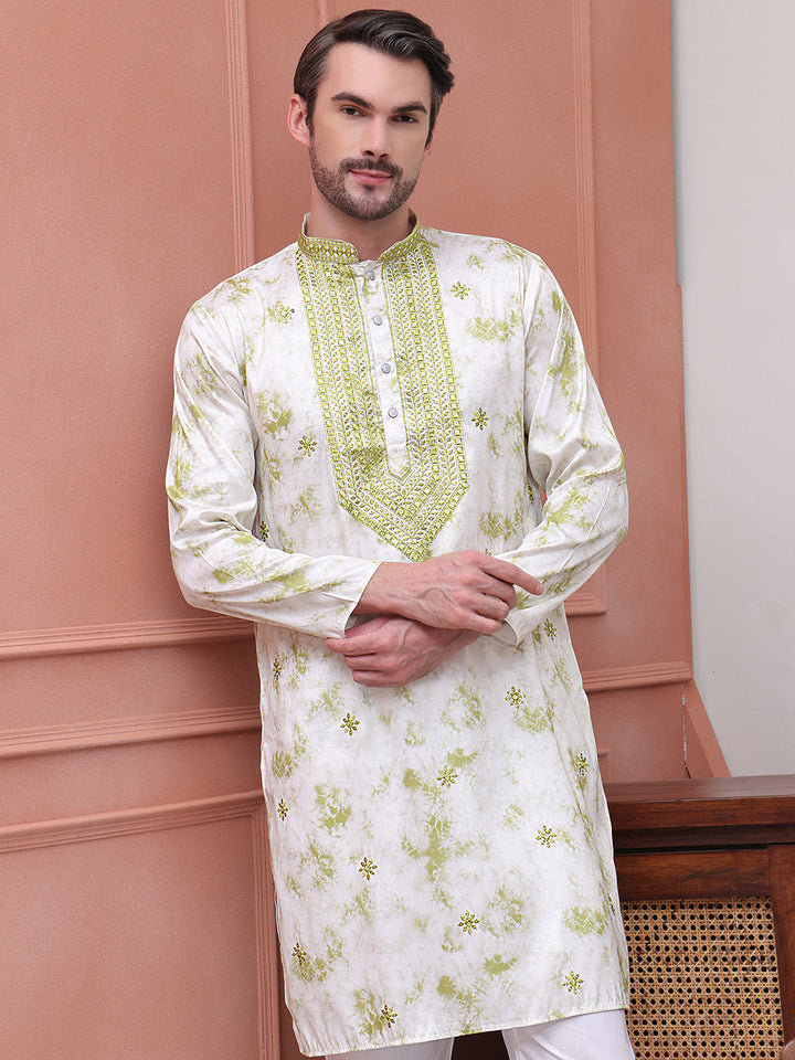 Stone Print With Embroidered Kurta Set