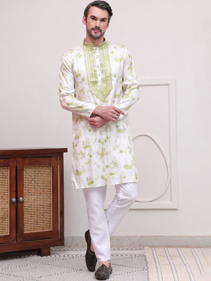 Stone Print With Embroidered Kurta Set