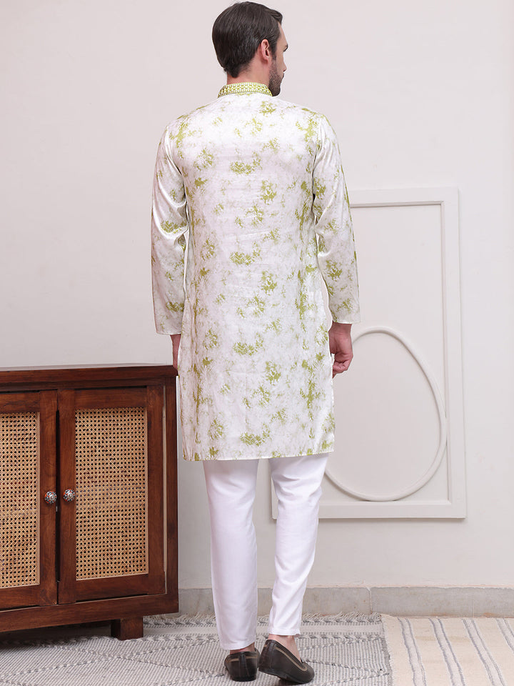 Stone Print With Embroidered Kurta Set