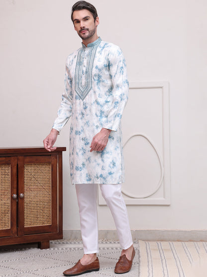 Stone Print With Embroidered Kurta Set