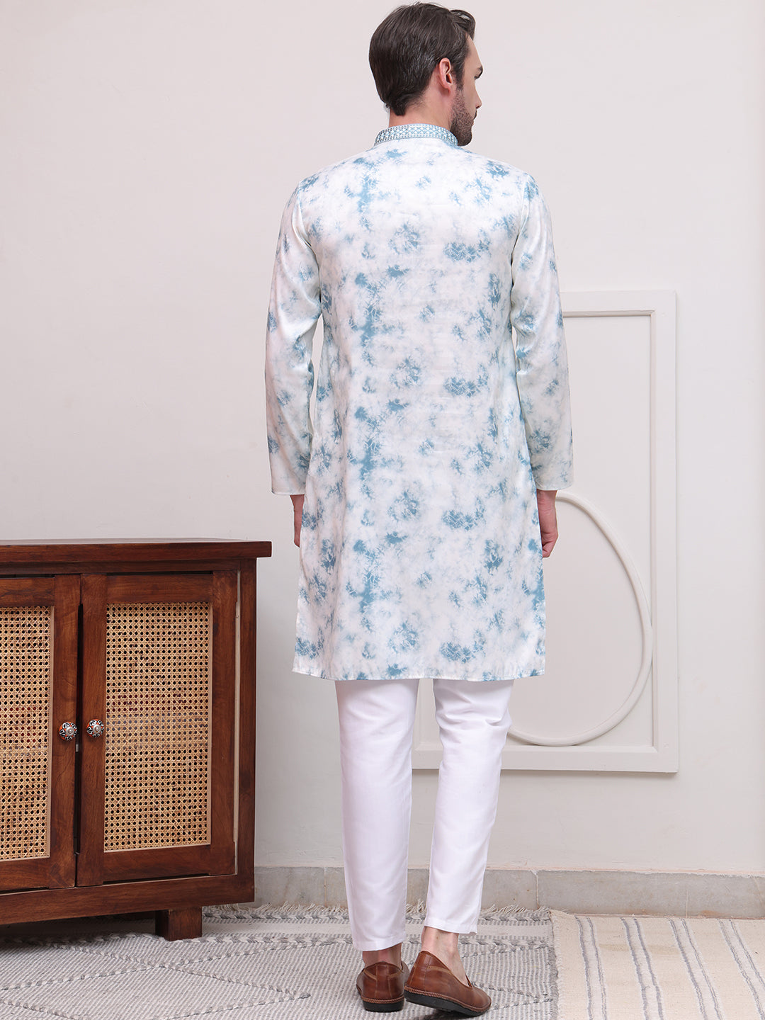 Stone Print With Embroidered Kurta Set
