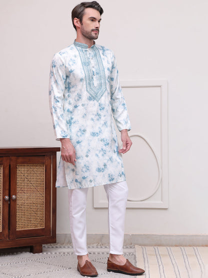 Stone Print With Embroidered Kurta Set