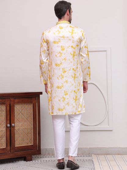 Stone Print With Embroidered Kurta Set