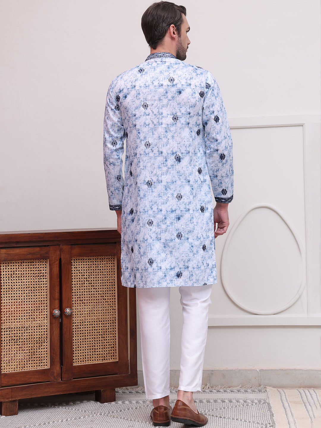 Stone Print With Embroidered Kurta Set
