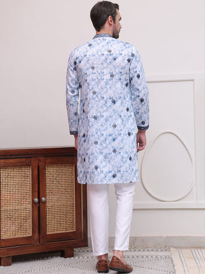 Stone Print With Embroidered Kurta Set