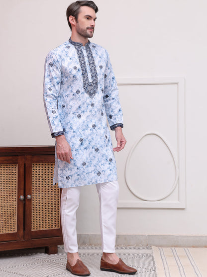 Stone Print With Embroidered Kurta Set