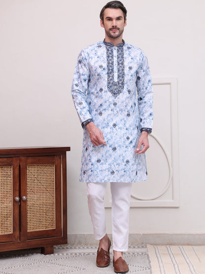 Stone Print With Embroidered Kurta Set