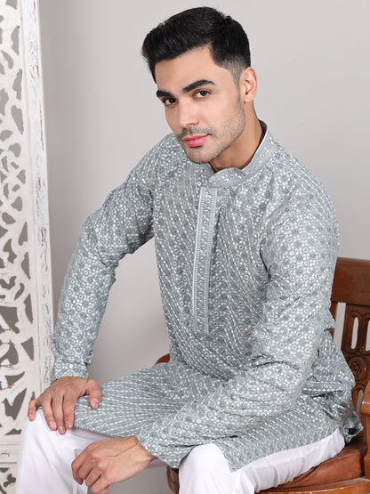 Viscose Sequins And Embroidered Kurta Set For Men