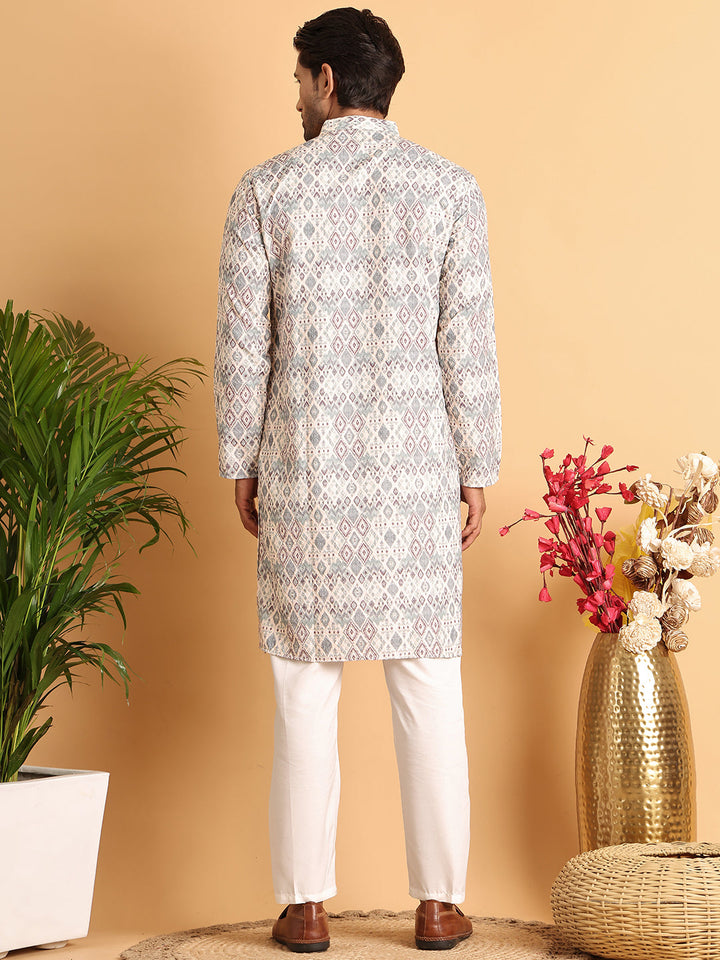 Chikankari Embroidered &amp; Printed Kurta Set