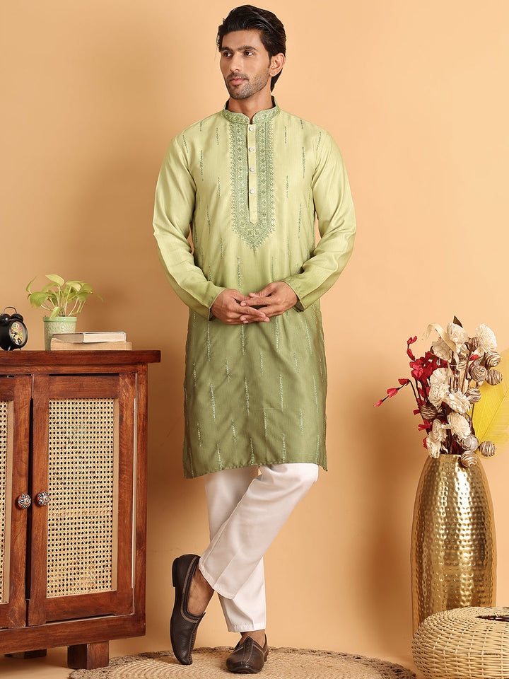 Ombre Printed Straight Kurta Pyjama For Men