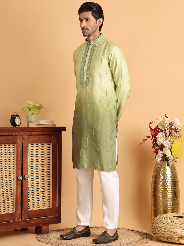 Ombre Printed Straight Kurta Pyjama For Men